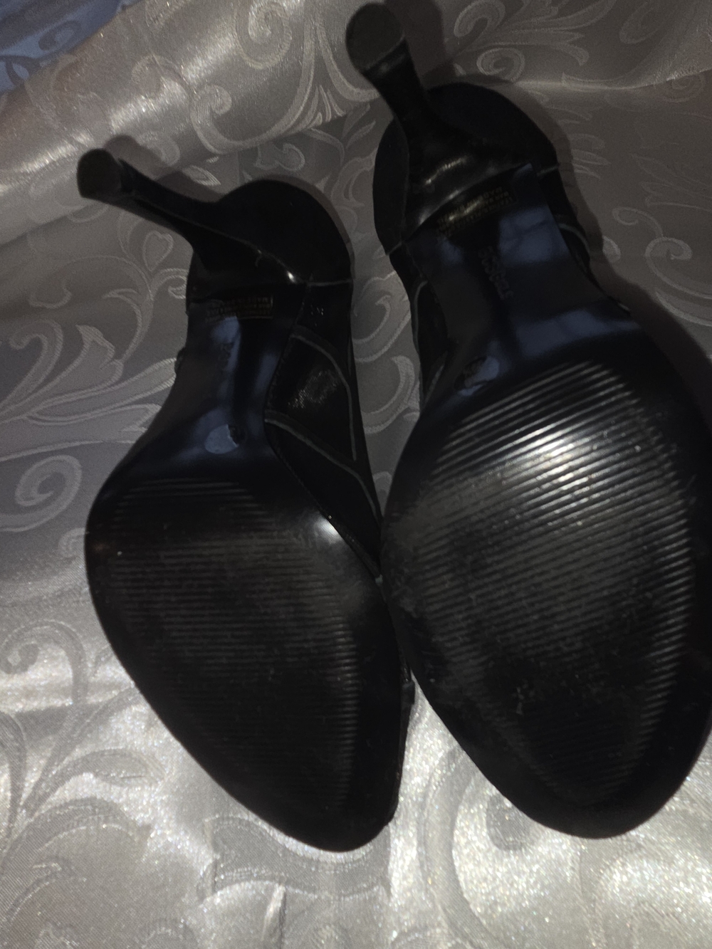 BCBGirls Black Peep-Toe Suede High Heels - Picture 6 of 7